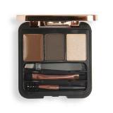 Makeup Revolution London Brow Sculpt Kit Set a paletka na obočí pro ženy 2,2 g Odstín Dark Brown