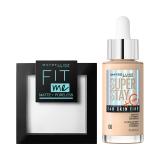 Set Pudr Maybelline Fit Me! Matte + Poreless + Make-up Maybelline Superstay 24H Skin Tint + Vitamin C