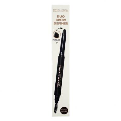 Makeup Revolution London Duo Brow Definer Tužka na obočí pro ženy 0,15 g Odstín Medium Brown