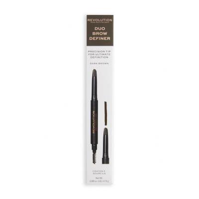 Makeup Revolution London Duo Brow Definer Tužka na obočí pro ženy 0,15 g Odstín Dark Brown