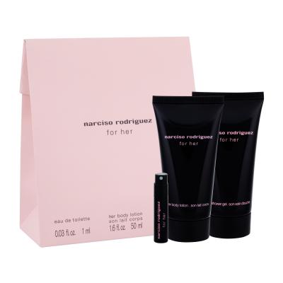 Narciso Rodriguez For Her Dárková kazeta toaletní voda 1 ml + tělové mléko 50 ml + sprchový krém 50 ml