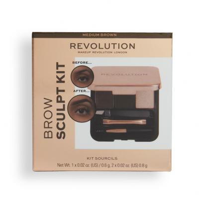 Makeup Revolution London Brow Sculpt Kit Set a paletka na obočí pro ženy 2,2 g Odstín Brown