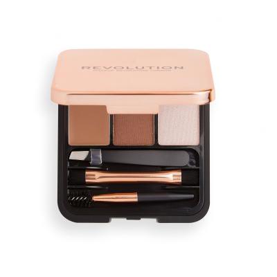 Makeup Revolution London Brow Sculpt Kit Set a paletka na obočí pro ženy 2,2 g Odstín Brown