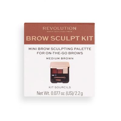 Makeup Revolution London Brow Sculpt Kit Set a paletka na obočí pro ženy 2,2 g Odstín Medium Brown