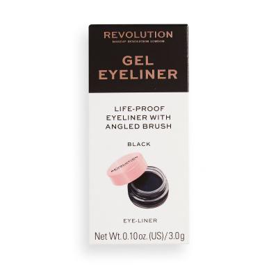 Makeup Revolution London Gel Eyeliner Pot With Brush Oční linka pro ženy 3 g Odstín Black