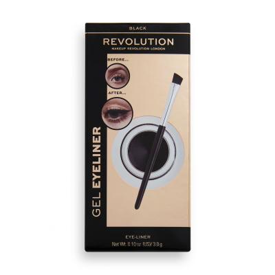 Makeup Revolution London Gel Eyeliner Pot With Brush Oční linka pro ženy 3 g Odstín Black