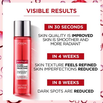 L&#039;Oréal Paris Revitalift 5% Pure Glycolic Acid Peeling Toner Pleťová voda a sprej pro ženy 180 ml