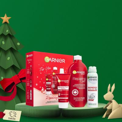 Garnier Repairing Care Gift Set Dárková kazeta tělové mléko Repairing Care 400 ml + krém na ruce Intensive Care Repairing Hand Cream 100 ml + deodorant Mineral Magnesium Ultra Dry 72h 150 ml