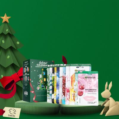 Garnier Advent Calendar 12 Days Of Christmask Dárková kazeta pleťová maska 12 ks