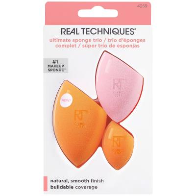 Real Techniques Ultimate Sponge Trio Dárková kazeta houbička na make-up Miracle Complexion Sponge 1 ks + houbička na make-up Mini Miracle Complexion Sponge 1 ks + houbička na pudr Miracle Powder Sponge 1 ks