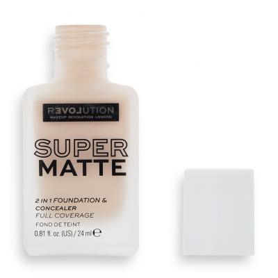 Revolution Relove Super Matte 2 in 1 Foundation &amp; Concealer Make-up pro ženy 24 ml Odstín F4