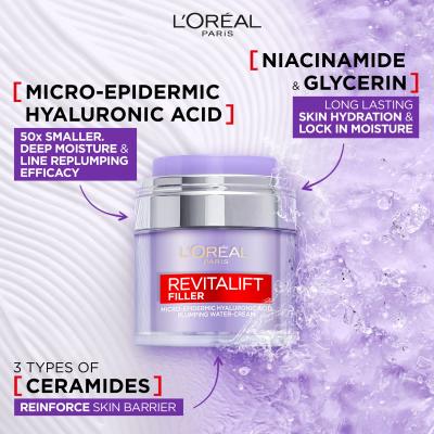 L&#039;Oréal Paris Revitalift Filler HA Plumping Water-Cream Denní pleťový krém pro ženy 50 ml