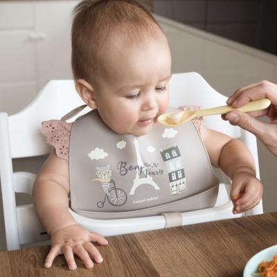 Canpol babies Bonjour Paris Silicone Bib With Pocket Bryndák pro děti 1 ks