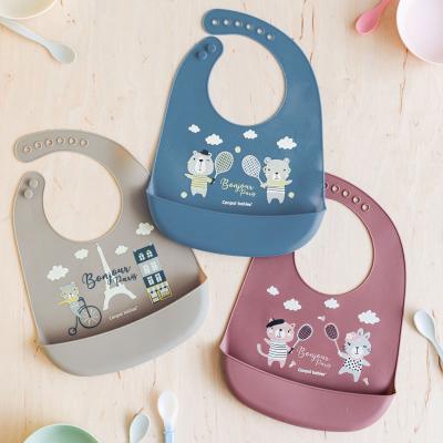 Canpol babies Bonjour Paris Silicone Bib With Pocket Bryndák pro děti 1 ks