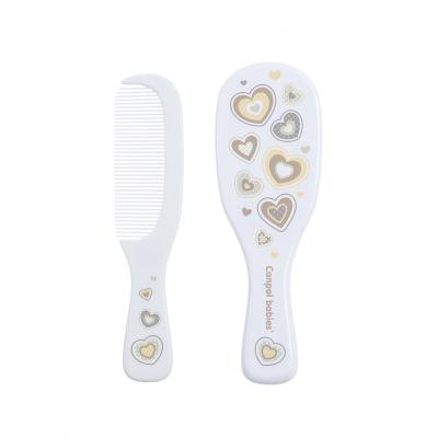 Canpol babies Newborn Baby Baby Brush With Comb Hearts Hřeben na vlasy pro děti Set