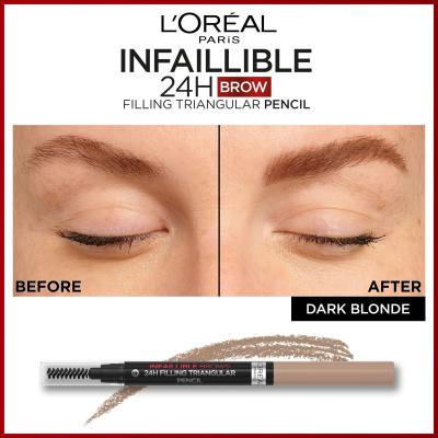 L&#039;Oréal Paris Infaillible Brows 24H Filling Triangular Pencil Tužka na obočí pro ženy 1 ml Odstín 06 Dark Blonde