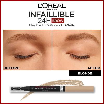 L&#039;Oréal Paris Infaillible Brows 24H Filling Triangular Pencil Tužka na obočí pro ženy 1 ml Odstín 07 Blonde