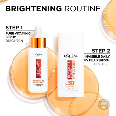 L&#039;Oréal Paris Revitalift Clinical Pure 12% Vitamin C Dárková kazeta pleťové sérum Revitalift Clinical Vitamin C Serum 30 ml + denní pleťový krém Revitalift Clinical Vitamin C Anti-UV Fluid SPF50 50 ml