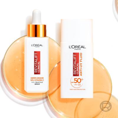 L&#039;Oréal Paris Revitalift Clinical Pure 12% Vitamin C Dárková kazeta pleťové sérum Revitalift Clinical Vitamin C Serum 30 ml + denní pleťový krém Revitalift Clinical Vitamin C Anti-UV Fluid SPF50 50 ml