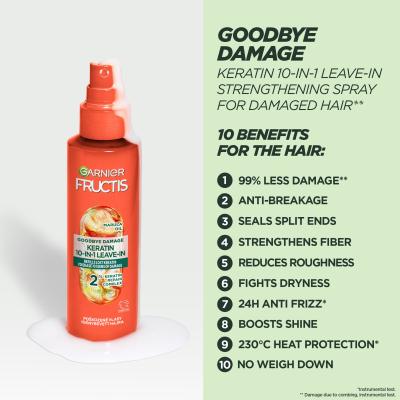 Garnier Fructis Goodbye Damage Keratin 10-In-1 Leave-In Bezoplachová péče pro ženy 150 ml