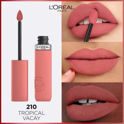 L&#039;Oréal Paris Infaillible Matte Resistance Lipstick Rtěnka pro ženy 5 ml Odstín 210 Tropical Vacay