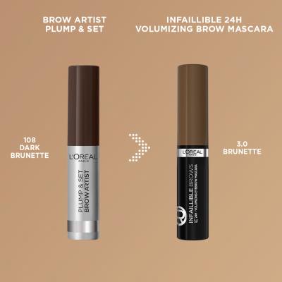 L&#039;Oréal Paris Infaillible Brows Volumizing Eyebrow Mascara Řasenka na obočí pro ženy 4,4 ml Odstín 3.0 Brunette