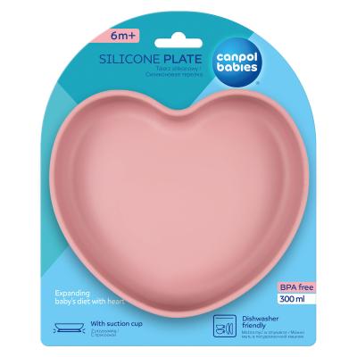 Canpol babies Silicone Suction Plate Heart Pink Nádobí pro děti 300 ml