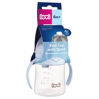 LOVI First Cup With Spout Blue 6m+ Hrneček pro děti 150 ml