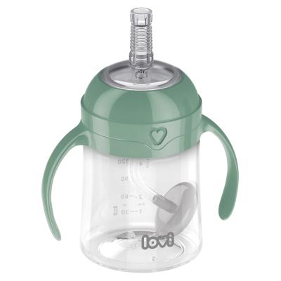 LOVI First Cup With Weighted Straw Green 6m+ Hrneček pro děti 150 ml