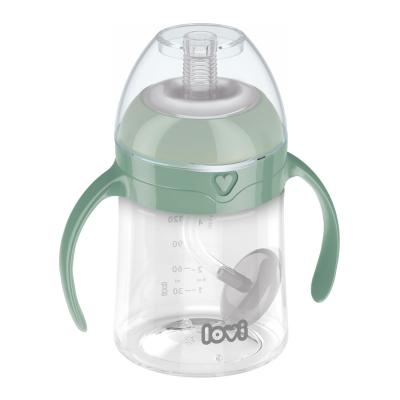 LOVI First Cup With Weighted Straw Green 6m+ Hrneček pro děti 150 ml