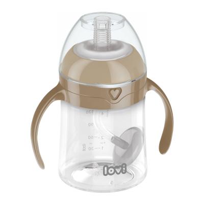 LOVI First Cup With Weighted Straw Brown 6m+ Hrneček pro děti 150 ml