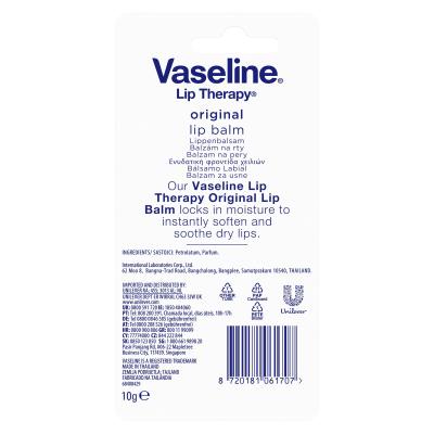 Vaseline Lip Therapy Original Lip Balm Tube Balzám na rty pro ženy 10 g