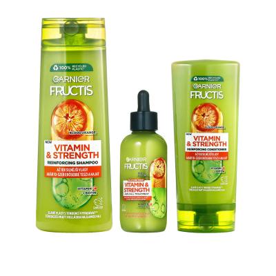 Garnier Fructis Vitamin &amp; Strength Dárková kazeta šampon Fructis Vitamin &amp; Strength Reinforcing Shampoo 400 ml + kondicionér Fructis Vitamin &amp; Strength Reinforcing Conditioner 200 ml + sérum na vlasy Fructis Vitamin &amp; Strength Anti-Fall Treatment 125 ml