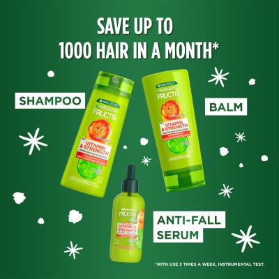 Garnier Fructis Vitamin &amp; Strength Dárková kazeta šampon Fructis Vitamin &amp; Strength Reinforcing Shampoo 400 ml + kondicionér Fructis Vitamin &amp; Strength Reinforcing Conditioner 200 ml + sérum na vlasy Fructis Vitamin &amp; Strength Anti-Fall Treatment 125 ml