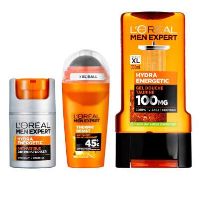 L&#039;Oréal Paris Men Expert Hydra Energetic Dárková kazeta hydratační krém Men Expert Hydra Energetic Daily Moisturizer 50 ml + sprchový gel Men Expert Hydra Energetic 300 ml + antiperspirant Men Expert Thermic Resist 50 ml