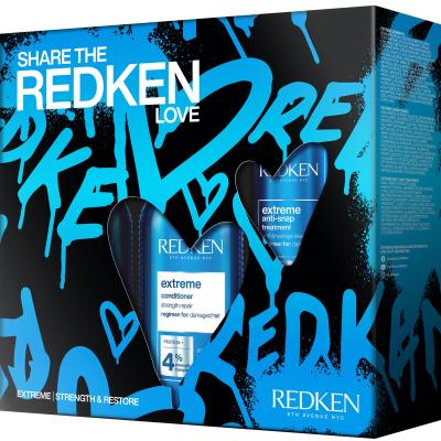 Redken Share The Redken Extreme Love Dárková kazeta šampon Extreme Shampoo 300 ml + kondicionér Extreme Conditioner 300 ml + vlasová péče Extreme Anti-Snap Treatment 250 ml