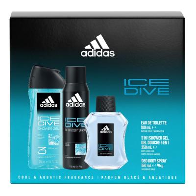 Adidas Ice Dive Dárková kazeta toaletní voda 100 ml + deodorant 150 ml + sprchový gel 250 ml