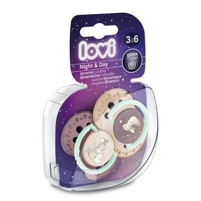 LOVI Night &amp; Day Dynamic Soother Girl 3-6m Dudlík pro děti 2 ks