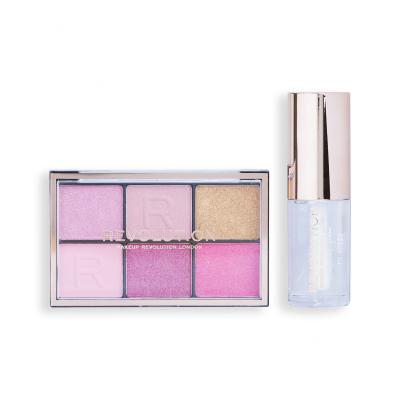 Makeup Revolution London Mini Soft Glam Heroes Gift Set Dárková kazeta paletka očních stínů Mini Reloaded Palette 4,2 g Heartbreaker Pink + lesk na rty Pout Bom Lip Gloss 4 ml Glaze