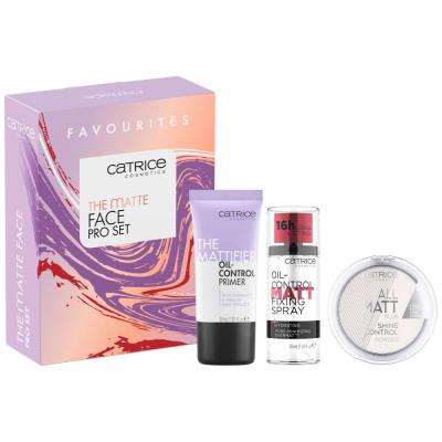 Catrice The Matte Face Pro Set Dárková kazeta pudr na obličej All Matt Plus Shine Control Powder 10 g 001 Universal + podklad pod make-up The Mattifier Oil-Control Primer 30 ml + fixační sprej Oil-Control Matt Fixing Spray 50 ml