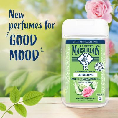 Le Petit Marseillais Extra Gentle Shower Gel Bio Rose &amp; Bio Cucumber Sprchový gel 250 ml