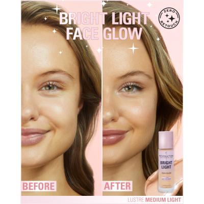 Makeup Revolution London Bright Light Face Glow Make-up pro ženy 23 ml Odstín Lustre Medium Light