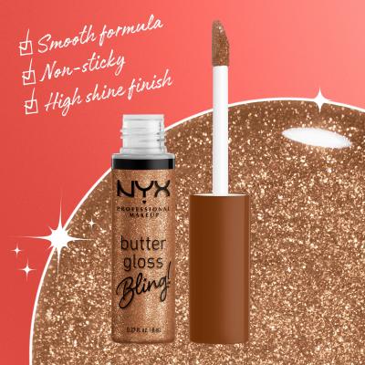 NYX Professional Makeup Butter Gloss Bling Lesk na rty pro ženy 8 ml Odstín 04 Pay Me In Gold