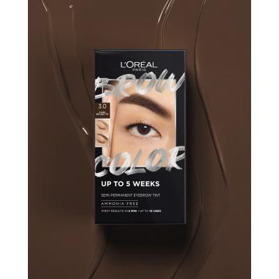 L&#039;Oréal Paris Brow Color Semi-Permanent Eyebrow Tint Barva na obočí pro ženy 1 ks Odstín 3.0 Dark Brunette