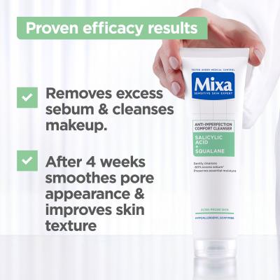 Mixa Salicylic Acid + Squalane Anti-Imperfection Comfort Cleanser Čisticí gel pro ženy 150 ml