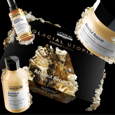 L&#039;Oréal Professionnel Absolut Repair Glacial Utopia Limited Edition Dárková kazeta šampon Absolut Repair 300 ml + maska na vlasy Absolut Repair 250 ml + olej na vlasy Absolut Repair Oil 90 ml