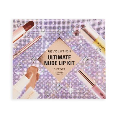 Makeup Revolution London Ultimate Nude Lip Kit Dárková kazeta rtěnka Satin Kiss 3,2 g Chauffeur Nude + rtěnka Lip Allure Soft Satin 3,2 g Chauffeur Nude + lesk na rty Vinyl Lipgloss 2,5 ml Chauffeur Nude + lesk na rty Vinyl Lipgloss 2,5 ml Clear + lesk na rty Shimmer Bomb 4,5 ml Light Catcher + kont