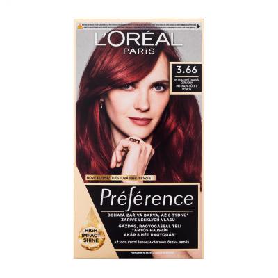 L&#039;Oréal Paris Préférence Barva na vlasy pro ženy 60 ml Odstín 3.66/P37 poškozená krabička