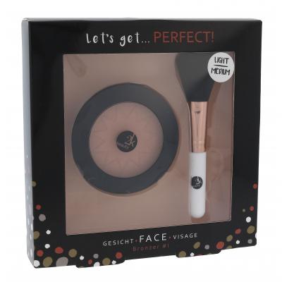 2K Let´s Get Perfect! Dárková kazeta bronzer 10 g + kosmetický štětec 1 ks