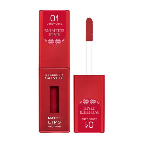Gabriella Salvete Winter Time Matte Lips 4,5 ml vysoce pigmentovaná tekutá rtěnka pro ženy 01 Candy Cane